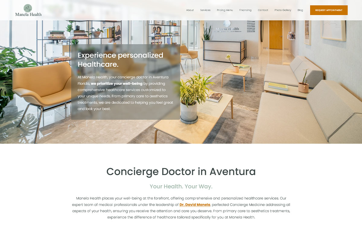 Manela Health New Website design on Squarespace