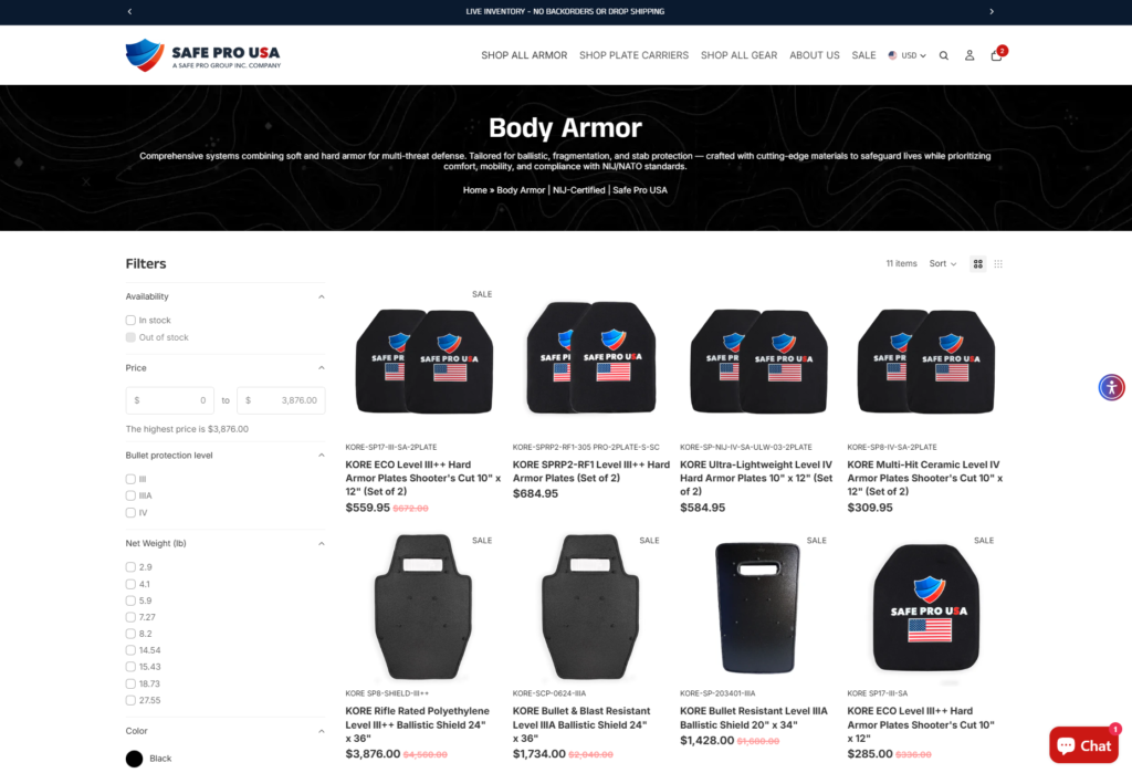 Safe Pro USA's ecommerce site on Shopify by SEO Maven