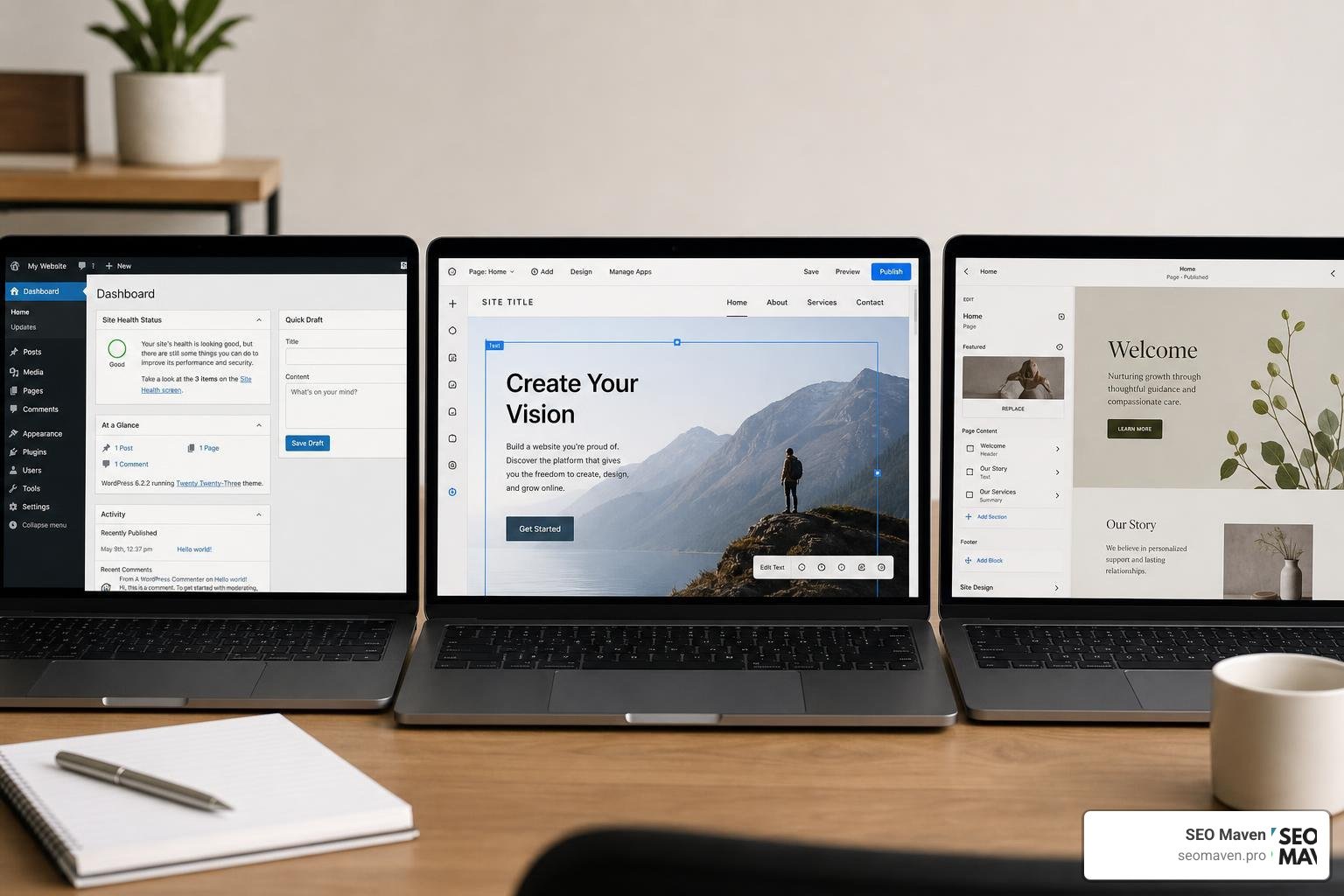 wordpress vs wix vs squarespace